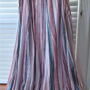 Zac & Rachel White Multi Stripe Linen Slub Maxi Skirt Women’s XL NWT